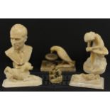 A group of soapstone ornaments; and a plaster bust of HRH Duke of Edinburgh (6)