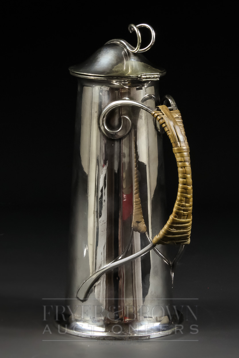 A George Unite Art Nouveau EPNS silver plated coffee pot/hot water jug, split branch handle with - Image 4 of 6