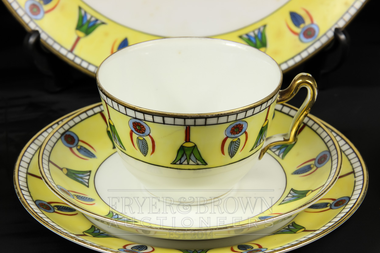 A Noritake Art Deco part tea service, Egyptian pattern of papyrus flowers and other motifs on a - Image 2 of 4