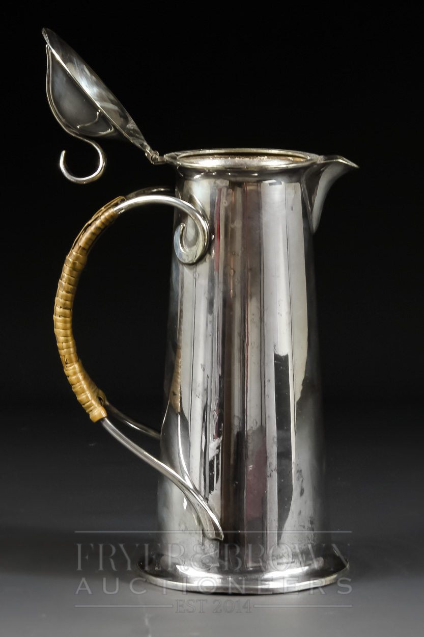 A George Unite Art Nouveau EPNS silver plated coffee pot/hot water jug, split branch handle with - Image 2 of 6