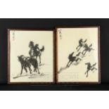 After Xu Beihong - group of four horses and four horses galloping, prints, 22.5 x 30cm approx. (2)