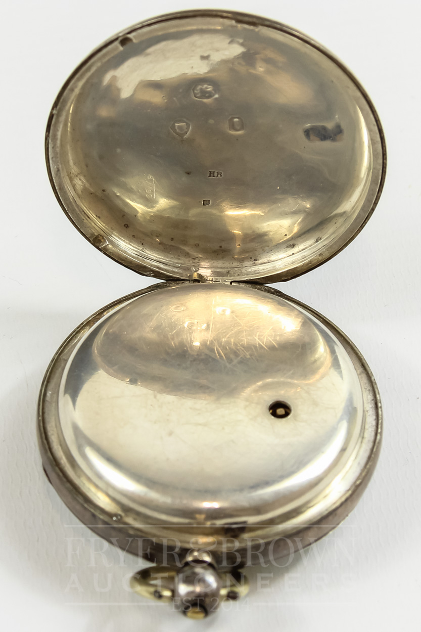 J. Vassalli, 1861, English lever fusee silver pocket watch, no. 8799, single roller with key - Image 3 of 3