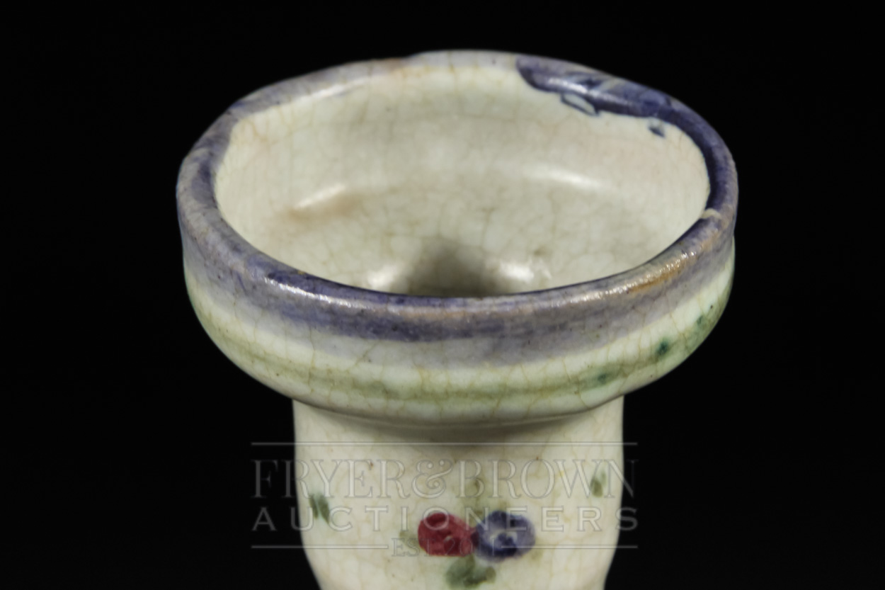 A Carter, Stabler, Adams Poole Pottery candlestick, the pale grey ground decorated with floral - Image 3 of 5