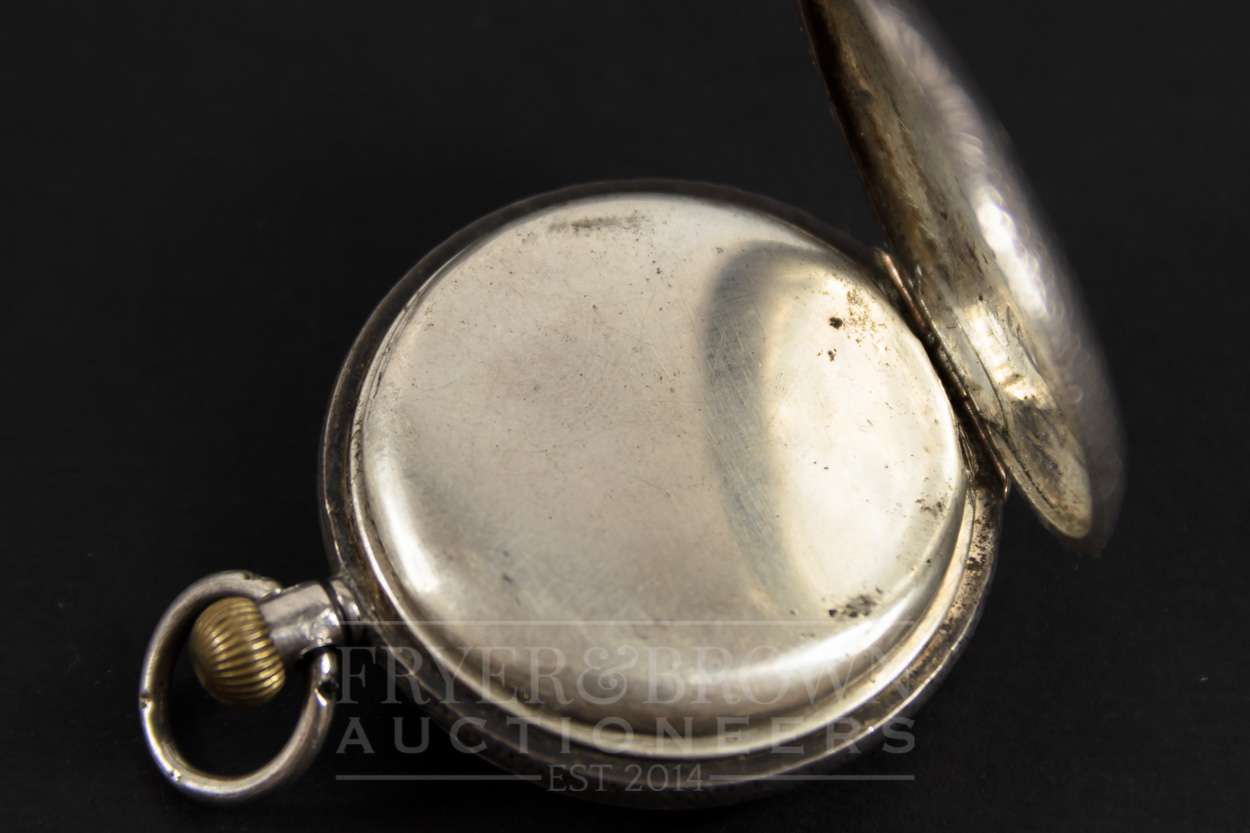 A silver Omega ladies fob watch, the enamelled outer case with Roman numerals, 3.5cm diameter - Image 4 of 5