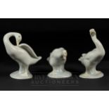 Three Lladro figures of geese, 11cm high max. approx. (3)