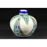 A Boch Freres, Belgium, squat ovoid vase, the pale grey crackle glaze ground decorated with