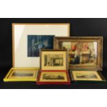 Phillipe - fish, oil painting; together with four Allom reproduction 'prints on board'; and a