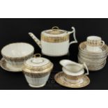 A Derby part tea and coffee service, pattern 561, the white ground decorated with bands of