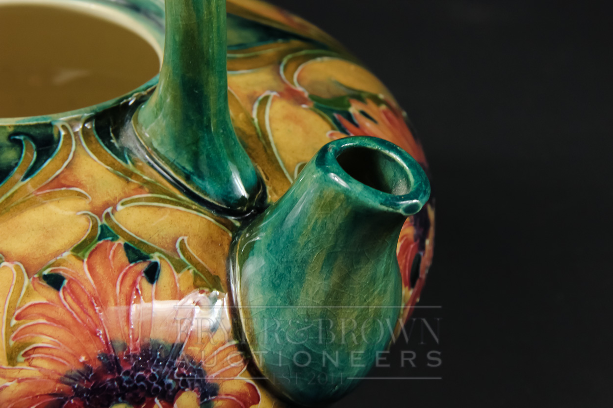A William Moorcroft Cornflower pattern teapot or teakettle, tubelined with flowers and toned in - Image 9 of 12