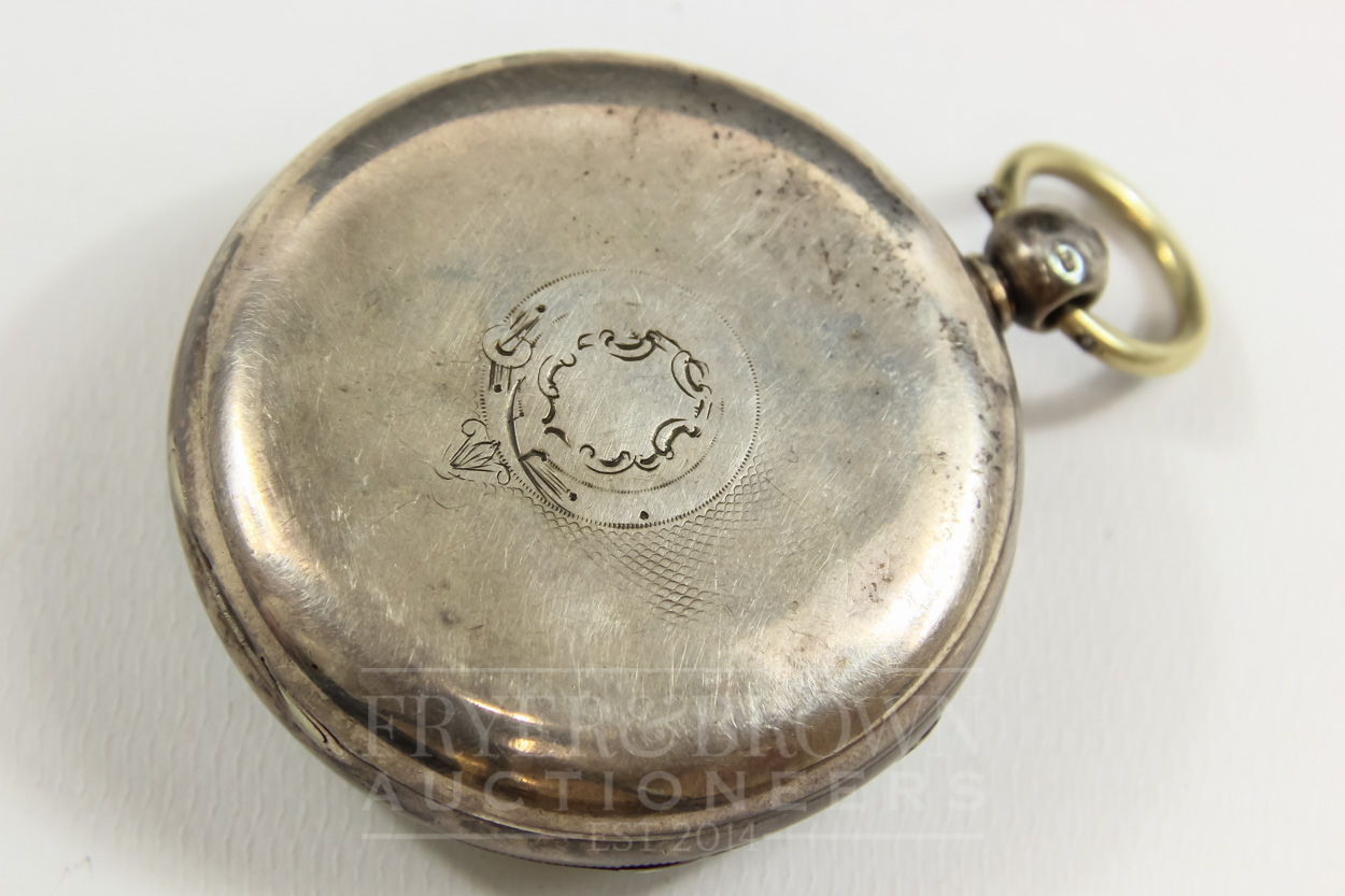 J. Vassalli, 1861, English lever fusee silver pocket watch, no. 8799, single roller with key - Image 2 of 3