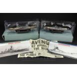 Two Planeta DeAgostini models, 'Bismark' and 'HMS Hood', boxed with paperwork (2)