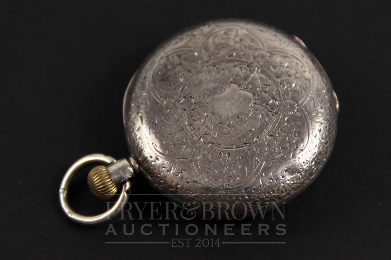 A silver Omega ladies fob watch, the enamelled outer case with Roman numerals, 3.5cm diameter - Image 3 of 5