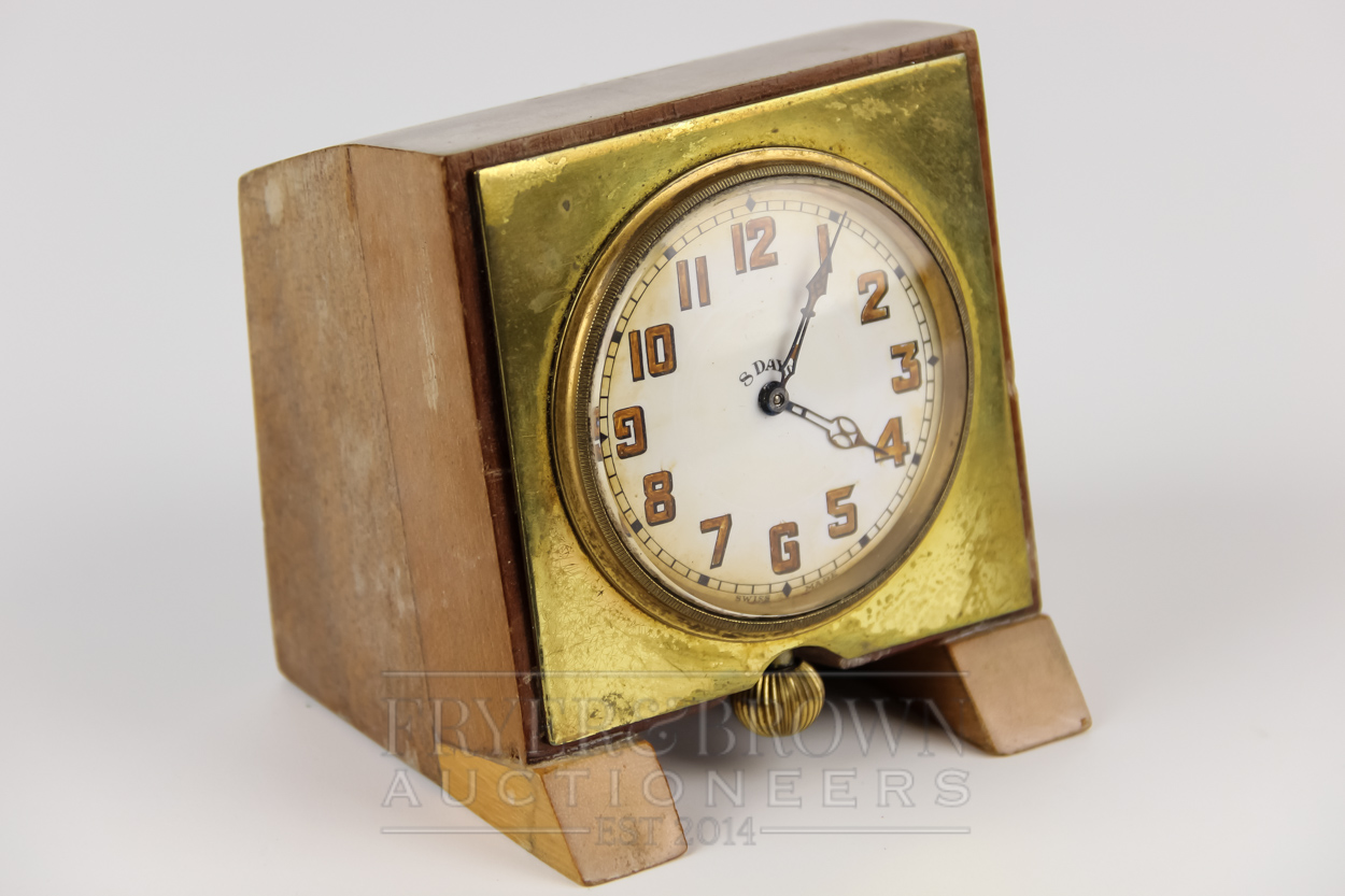 Vintage Asprey Bond, Street London eight days, swiss made gold tone pocket watch in wooden mount - Image 2 of 2