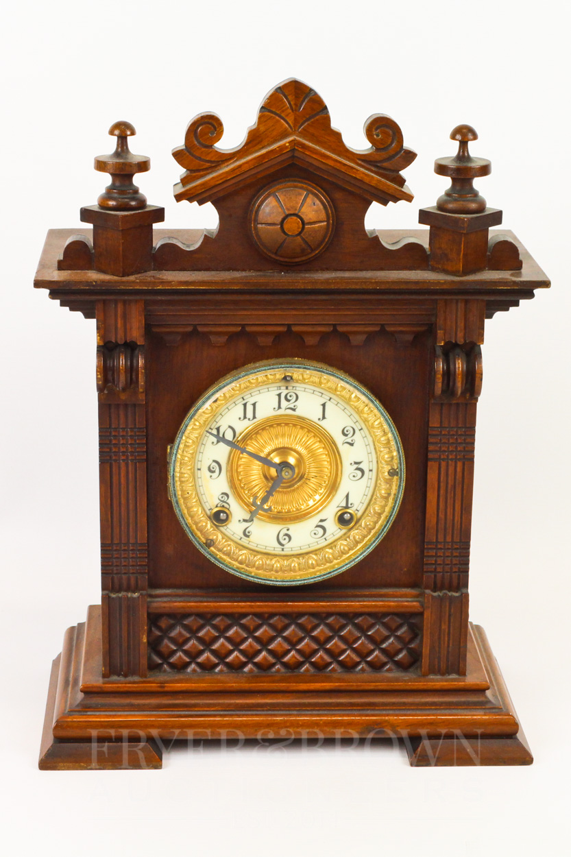 An Ansonia Clock Co., New York, bracket clock, eight day Salem movement, c1900, 37.5cm max.