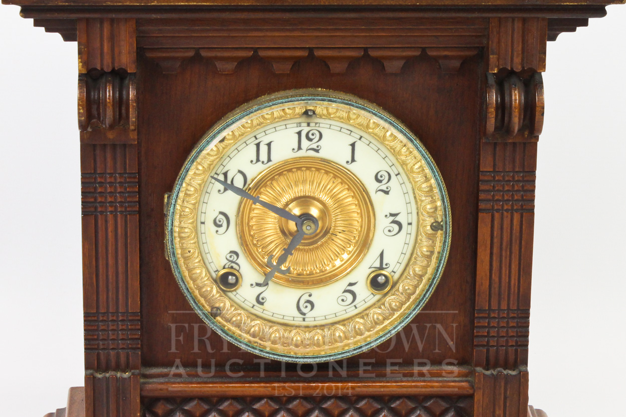 An Ansonia Clock Co., New York, bracket clock, eight day Salem movement, c1900, 37.5cm max. - Image 2 of 5