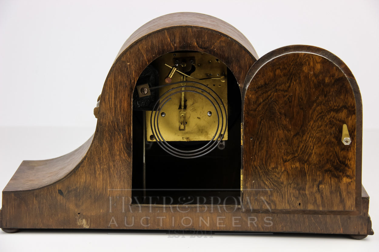 An oak cased Napoleon shape mantel clock - Image 3 of 3