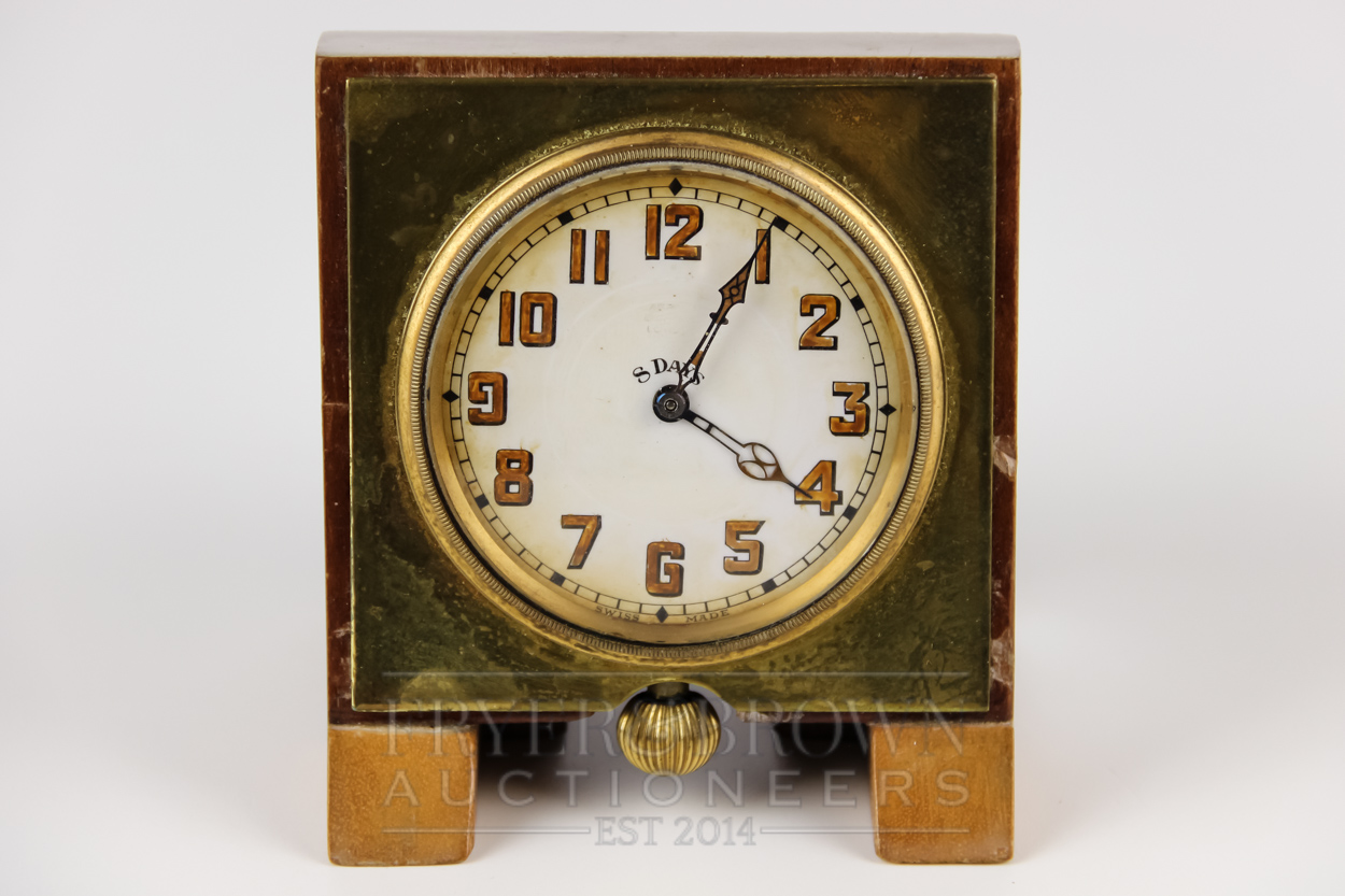 Vintage Asprey Bond, Street London eight days, swiss made gold tone pocket watch in wooden mount