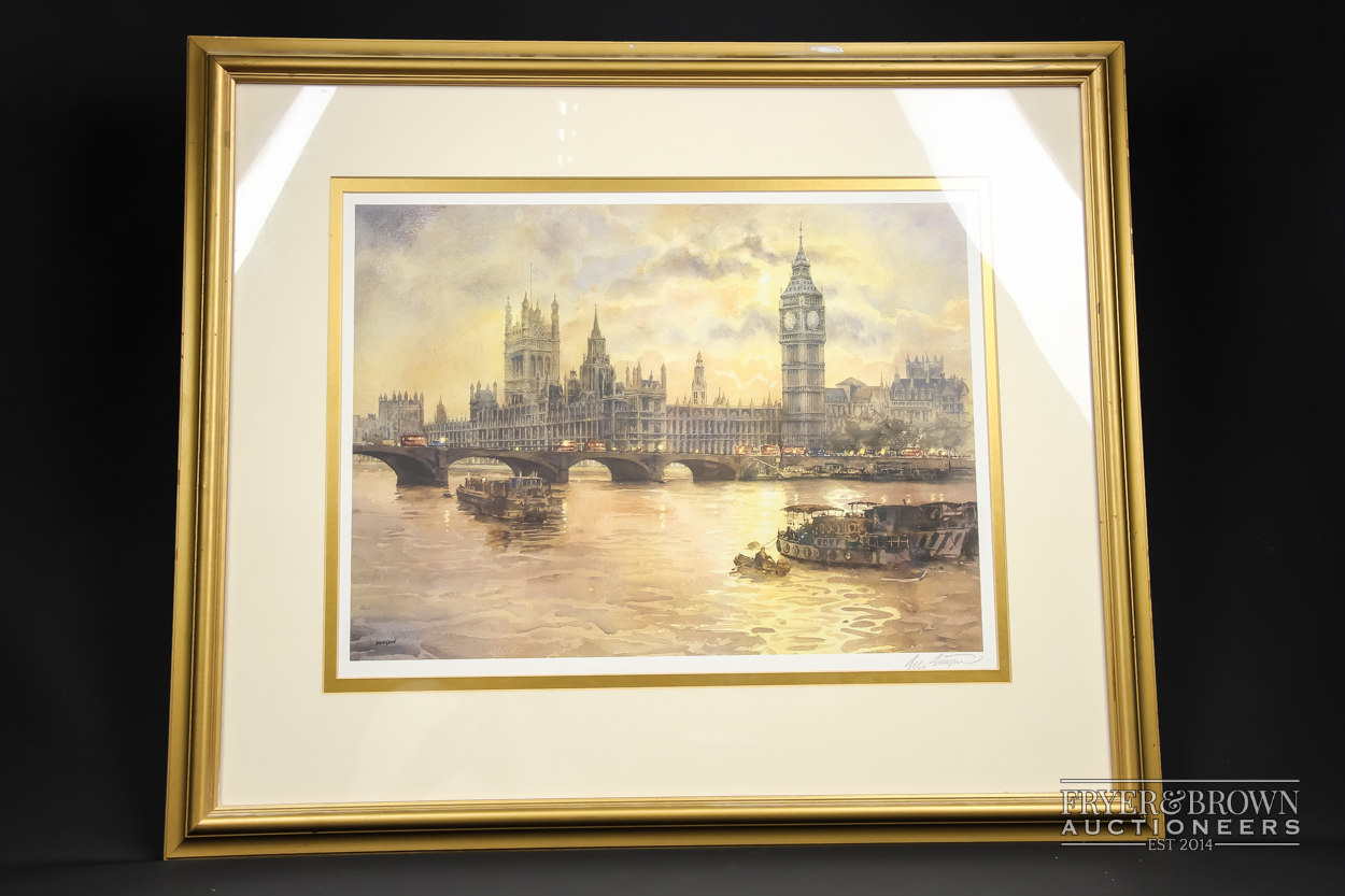 Large print of the House of Parliment, signed Bill Sturgeons, 48x35cm - Image 2 of 5