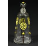 A Gabriel Argy-Rousseau perfume bottle of tapered cylindrical form, enamelled with long stemmed