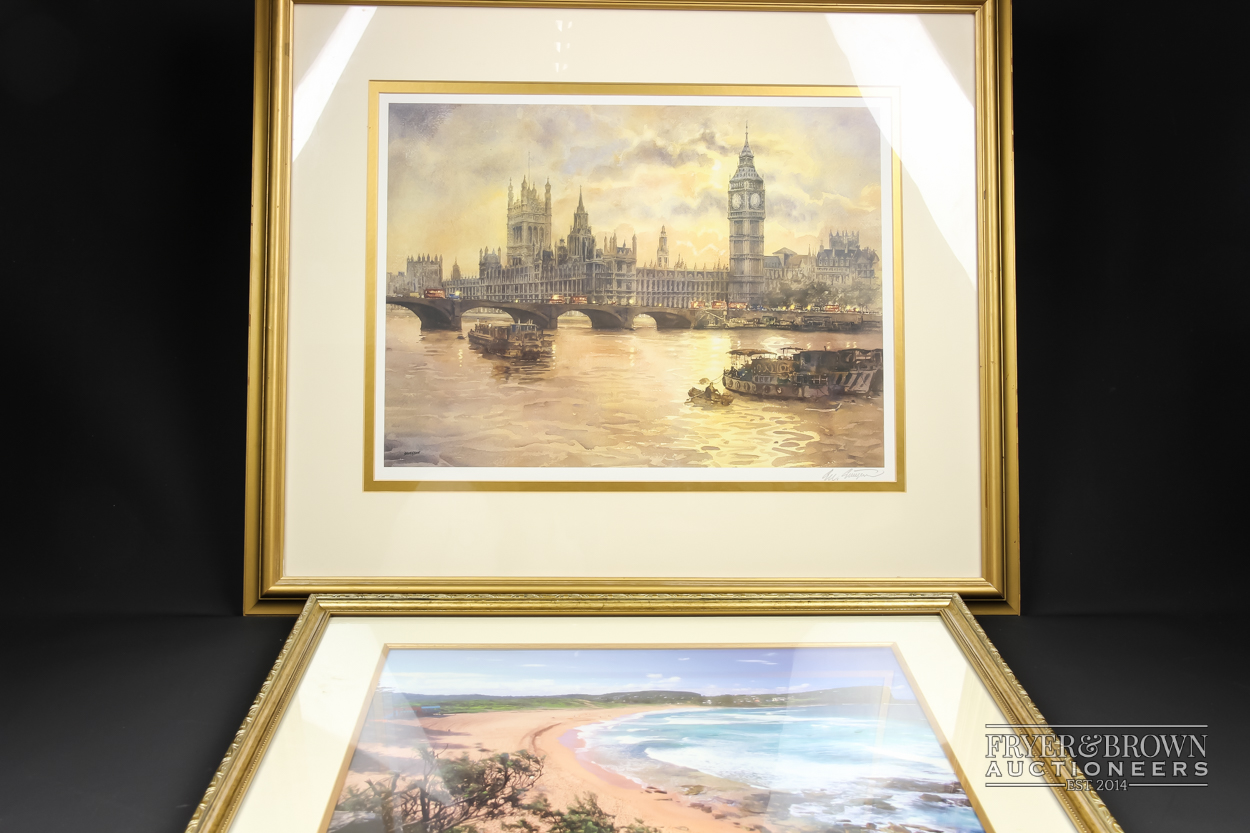 Large print of the House of Parliment, signed Bill Sturgeons, 48x35cm