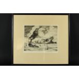 Robert H. Smith - battle at sea, possibly Jutland, engraving, signed in pencil, 28.5 x 23cm