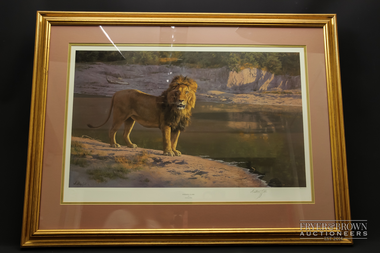 A pair of lion prints, one by Andrew Ellis, 'Evening Glance' signed and another by Dick Van - Image 4 of 7