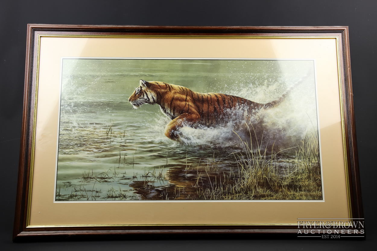 A pair of tiger prints, 'Ghengis' by Andrew Ellis and another (2) - Image 2 of 5