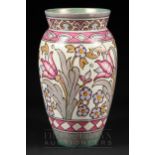 A large Bursley Ware H.J. Wood Charlotte Rhead baluster vase, Wind Tossed Tulips pattern TL76, the