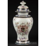 An early 20th century Sampson vase & cover, tapering baluster form with spreading foot, decorated in