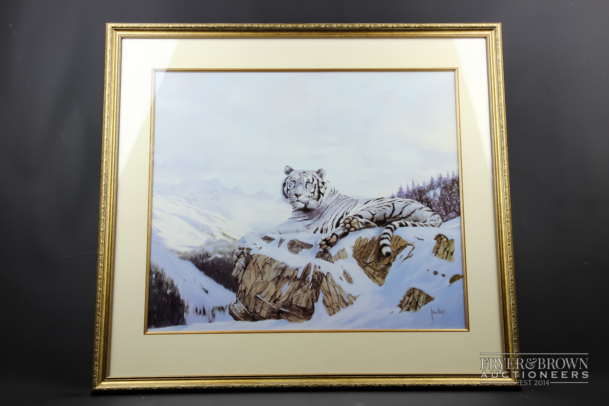 A pair of tiger prints, 'Ghengis' by Andrew Ellis and another (2) - Image 4 of 5