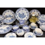 A Royal Doulton figure, 'Geraldine', HN2348; and a quantity of willow pattern china (qty)