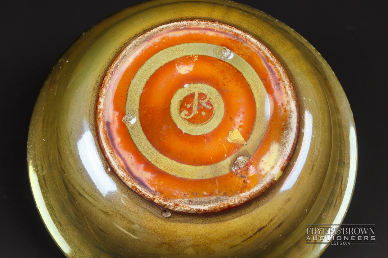 A Royal Lancastrian pottery bowl, circular painted to the interior with a cherub and fruiting - Image 4 of 4