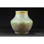 A Pilkingtons Royal Lancastrian vase, decorated in tones of grey, green and yellow drip glaze,