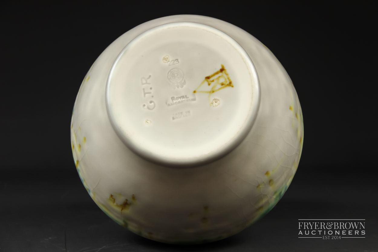 A Pilkingtons Royal Lancastrian vase, decorated in tones of grey, green and yellow drip glaze, - Image 3 of 3