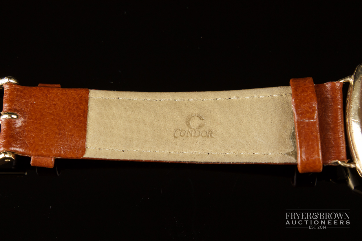 A vintage 9ct gold Longines cushion shaped gentleman's wrist watch, c1930, the Champagne coloured - Image 3 of 8