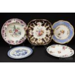 A small quantity of English pottery and porcelain plates, including Spode, Baker, Bevans and Irwin