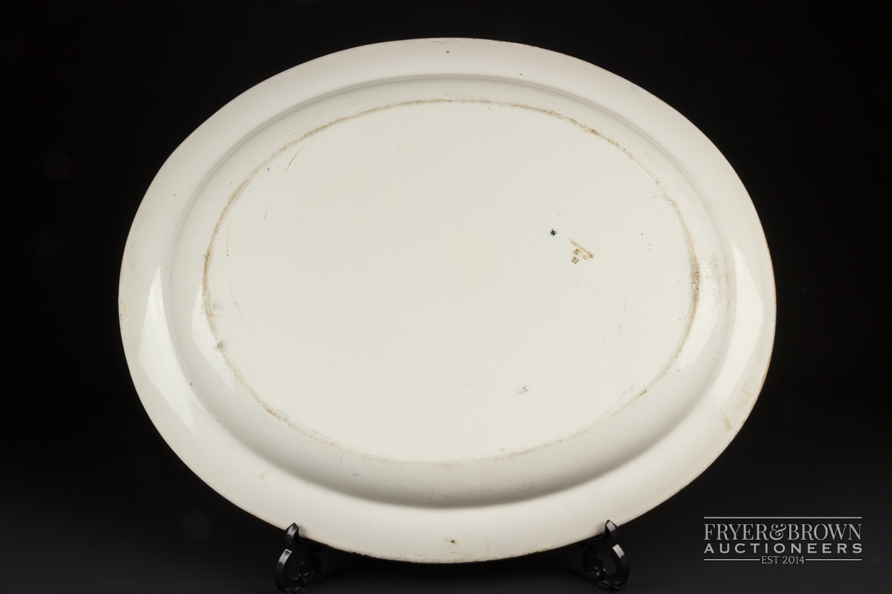 A Wedgwood blue printed meat plate, oval, decorated in Aesthetic manner with banquet pattern, - Image 3 of 4