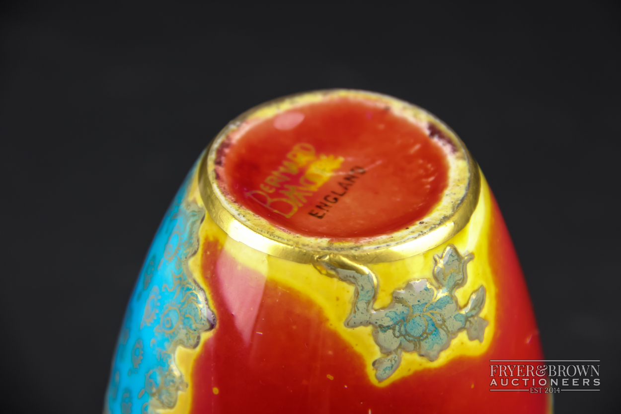 A Bernard Moore flambe vase, decorated with a peacock, the details picked out in gilding, painted - Image 8 of 8