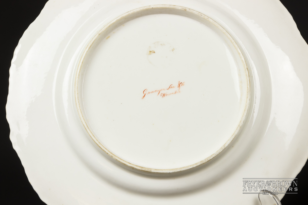 An early Chamberlain Worcester plate; a Grainger Worcester plate; and a Royal Crown Derby plate, - Image 2 of 4