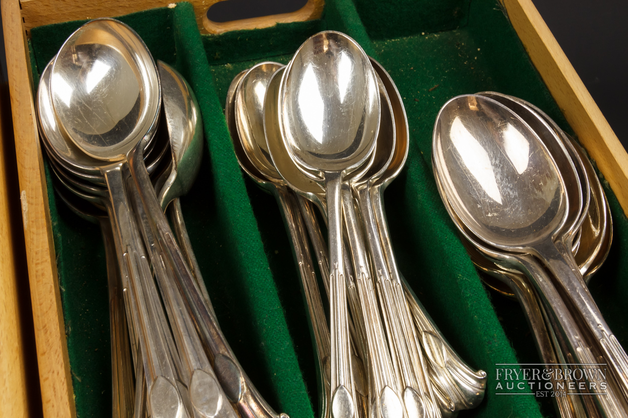 A Mappin & Webb Princes plate flatware service, of Albany type, with vacant cartouche to handle, - Image 2 of 5