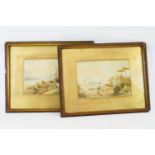 Hambergh - two riverscape scenes, one titled 'On the Danube', watercolours, 29.5 x 20cm (2)