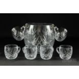 A cut glass punch bowl, with six punch glasses (7)