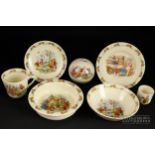 Seven items of Royal Doulton Bunnykins, comprising cup & saucer, egg cup, bowl, dish, plate and