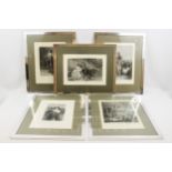 Five black & white etchings, framed (4)