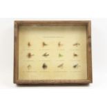 Flies for the Brown Trout, no. 007, mounted flies in box frame, including 'Wickham Fancy' and '