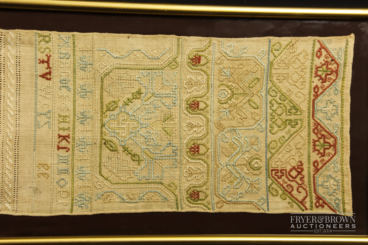 A needlework whitework and reticella band sampler by Elizabeth Eliott, 17th century, the top bands - Image 2 of 5