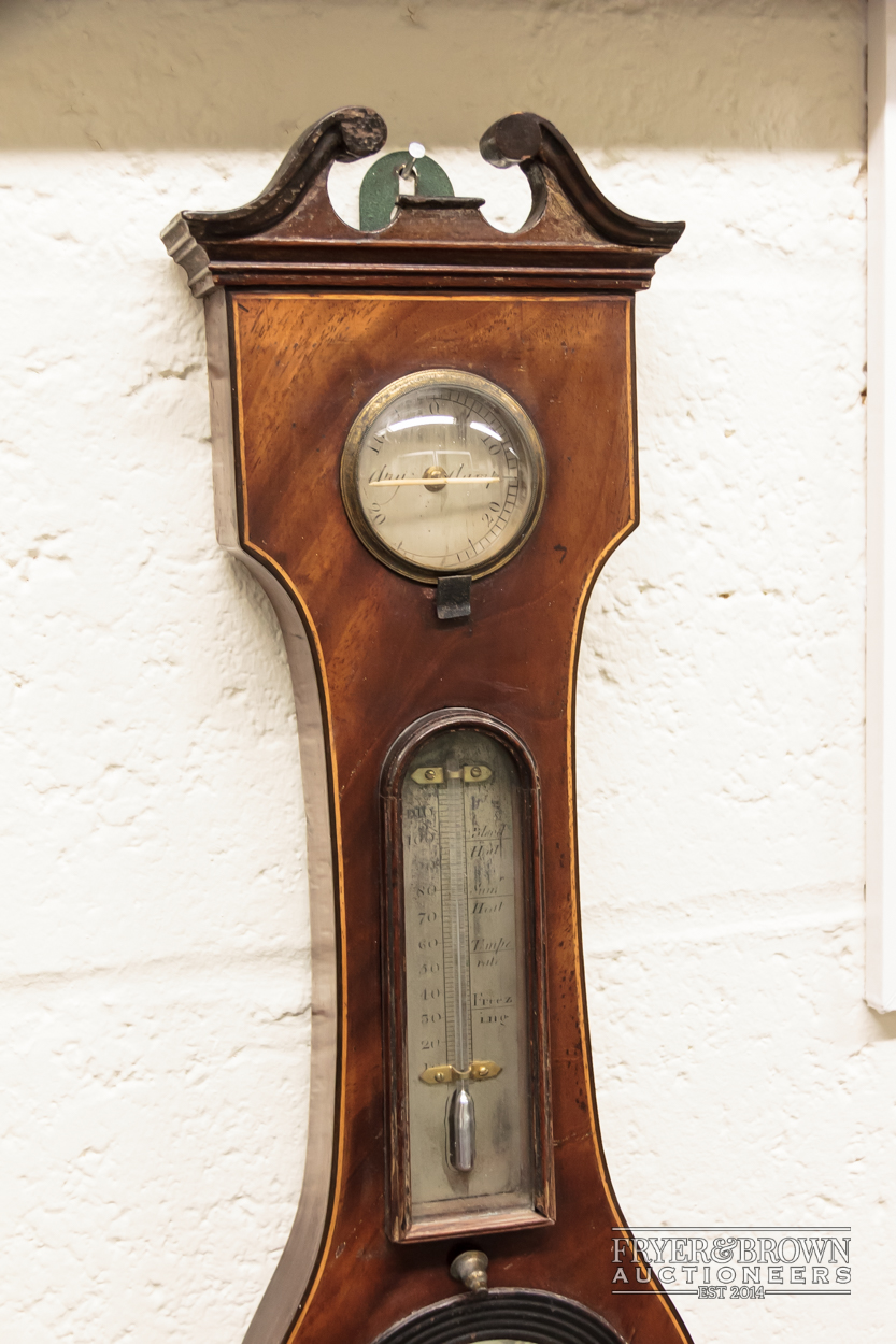 A Regency Giobbo mercurial wheel barometer, c1820, 25cm diameter dial with Masonic symbols, - Image 3 of 4