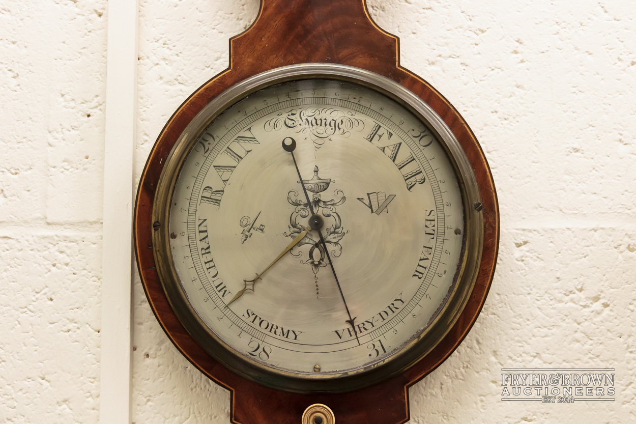 A Regency Giobbo mercurial wheel barometer, c1820, 25cm diameter dial with Masonic symbols, - Image 2 of 4