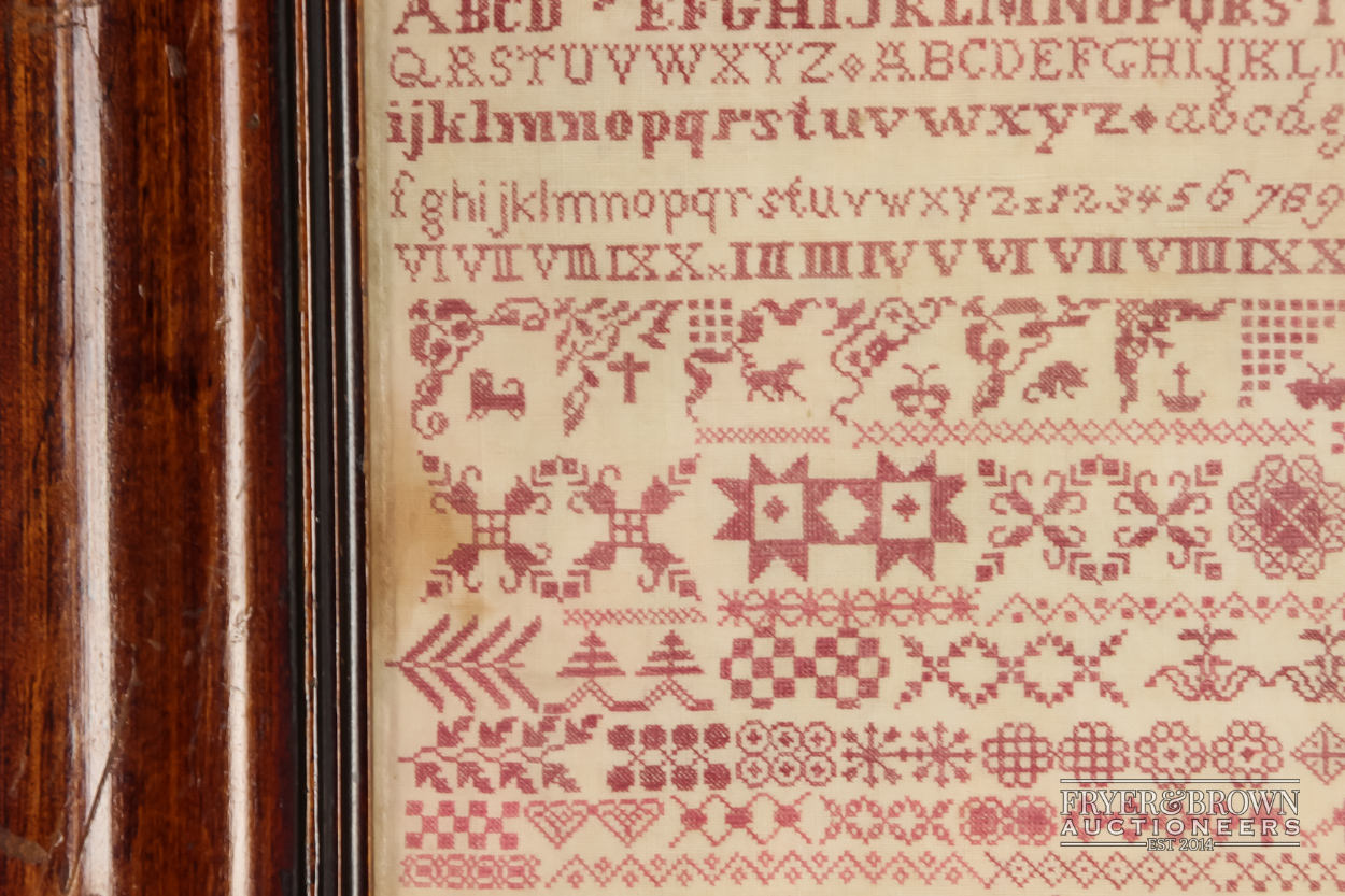 A Bristol Orphanage sampler, by K. Durting, dated 1882, worked in red with alphabet, numerals and - Image 3 of 6