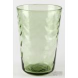 A Whitefriars waved rib tumbler glass vase, designed by Marriot Powell, sea green colouration, 24.